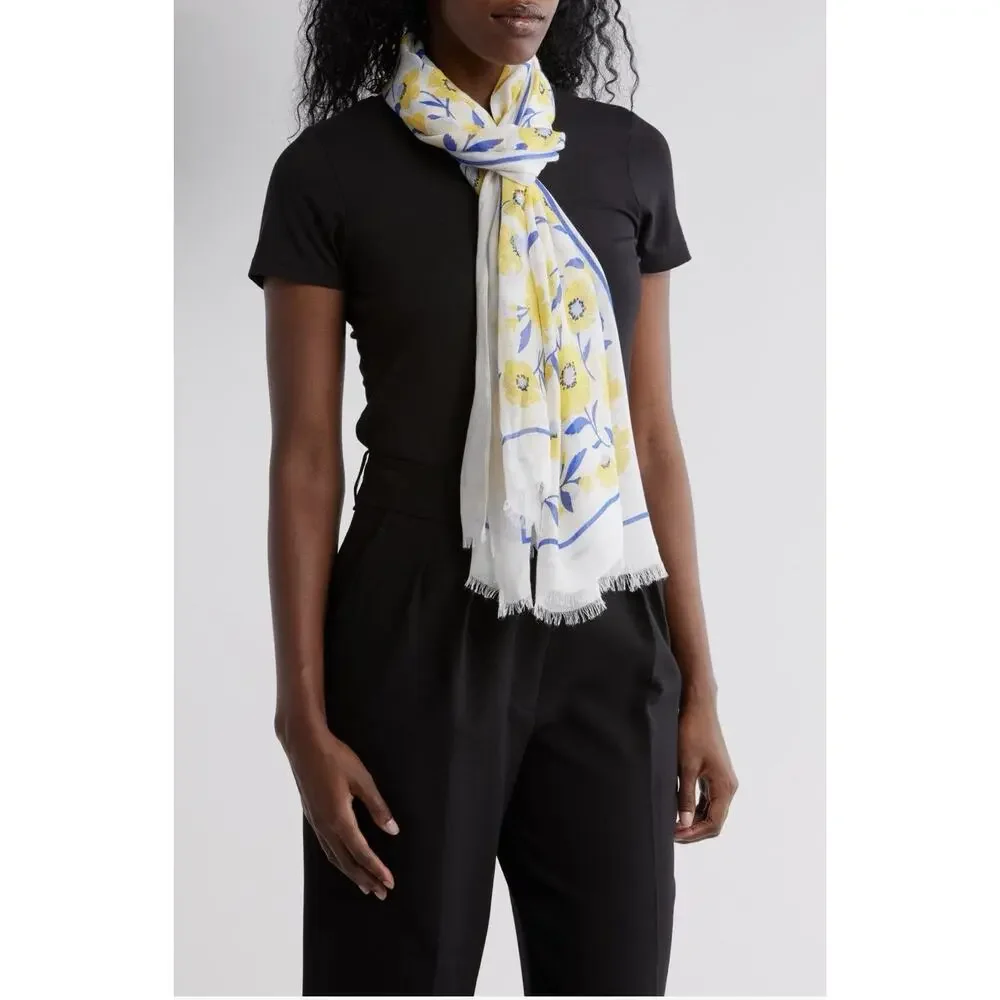 Kate Spade New York Springtime Floral Oblong Scarf NWT